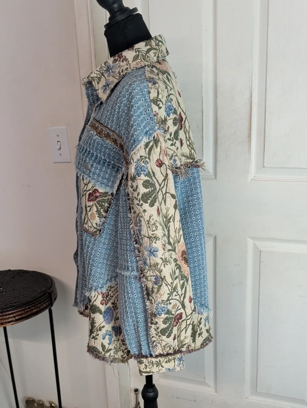 POL Denim Floral Shacket Women Small - Picture 3 of 6